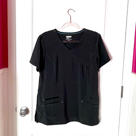 Scrubstar Women's Fashion Premium Performance Mock Wrap Pewter Scrub Top M - Picture 6 of 9